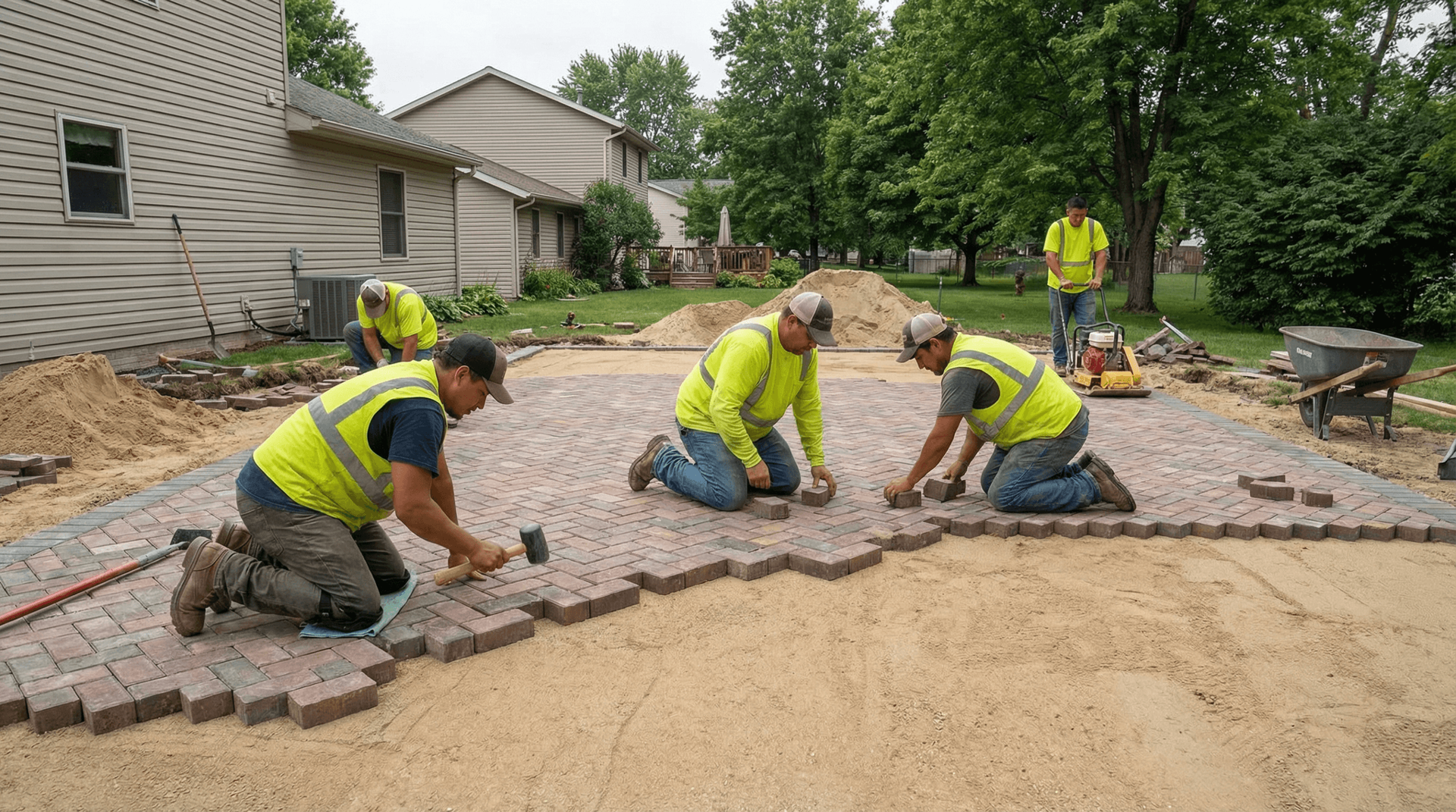 Professional retaining wall construction with natural stone in Fort Wayne Indiana