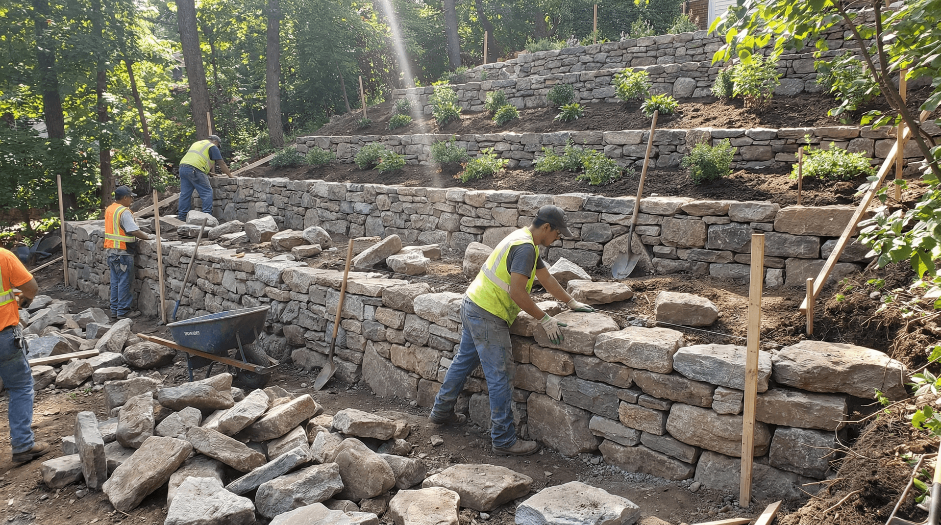 Custom fire pit and outdoor kitchen built for backyard entertaining in Fort Wayne Indiana