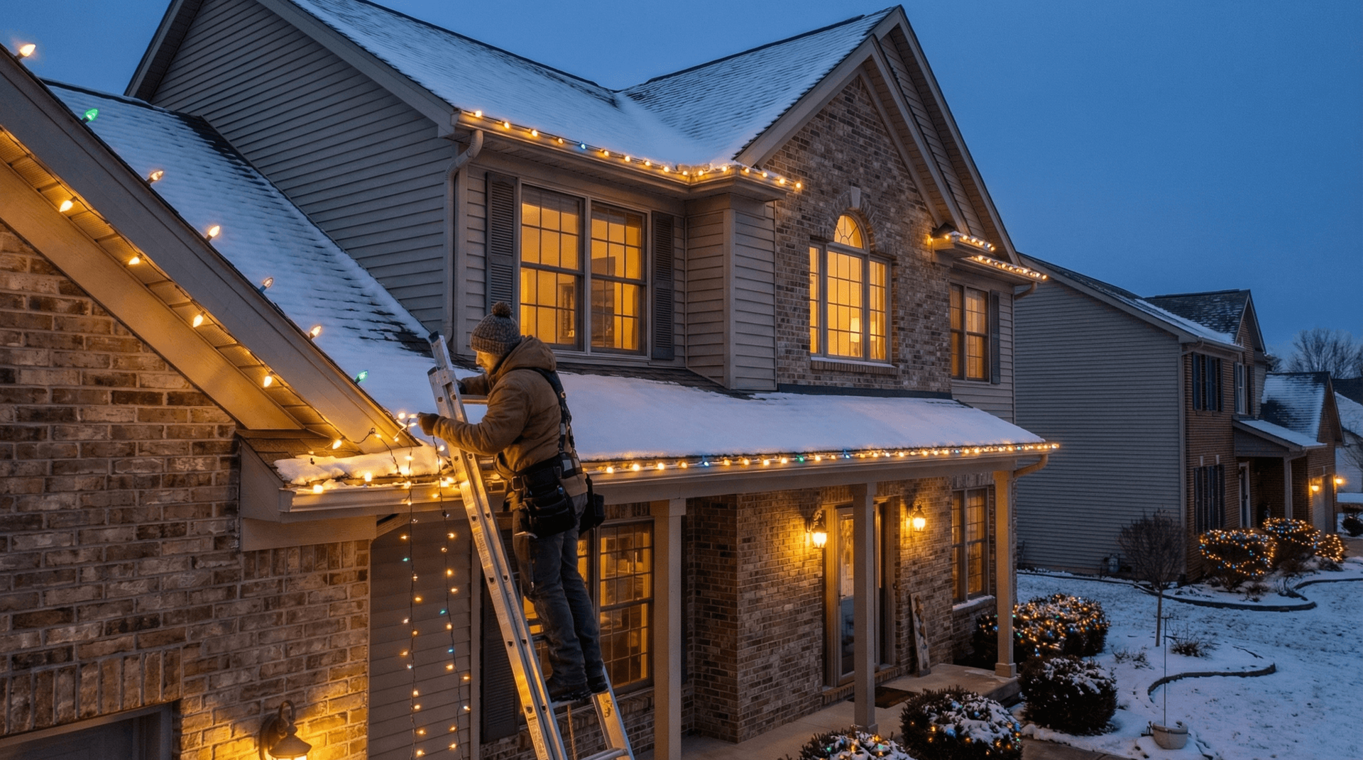 Creative Halloween decoration setup with spooky lighting and displays in Fort Wayne Indiana