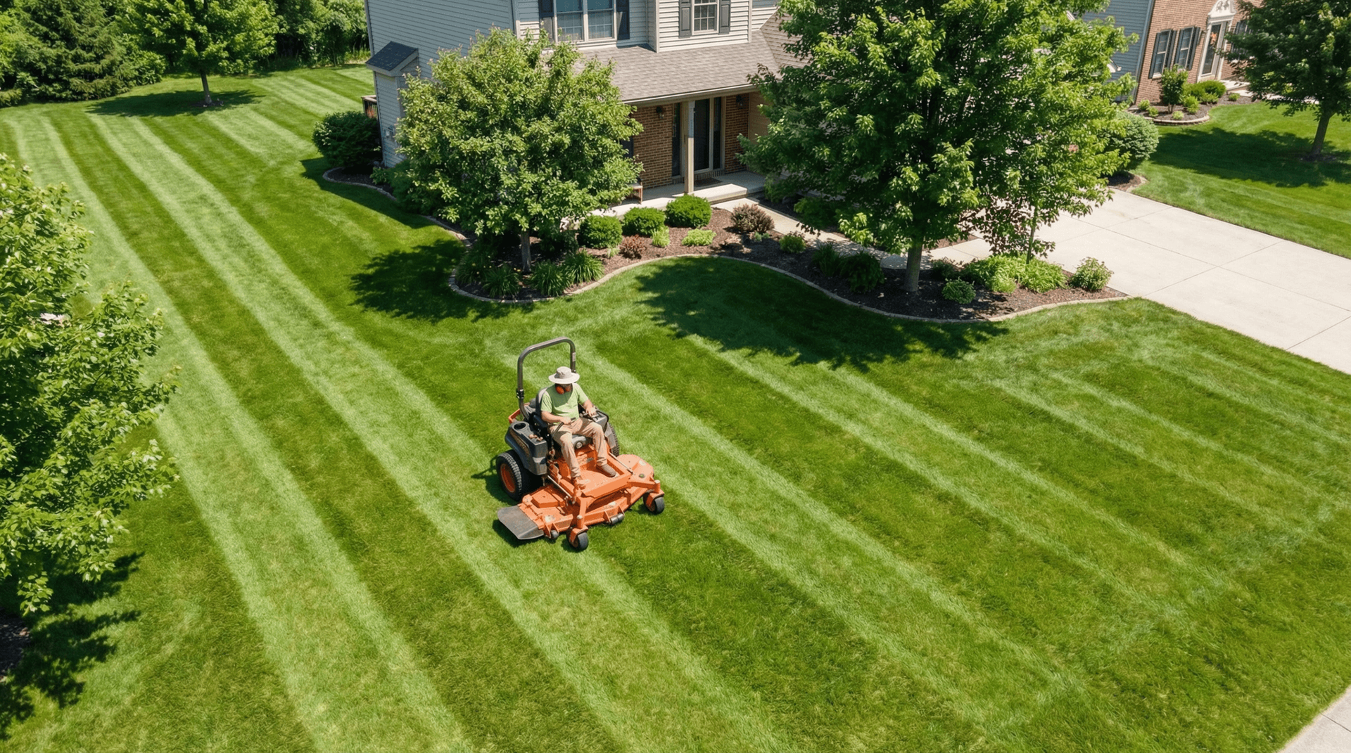 Lawn fertilization and weed control treatment applied to a healthy Fort Wayne yard