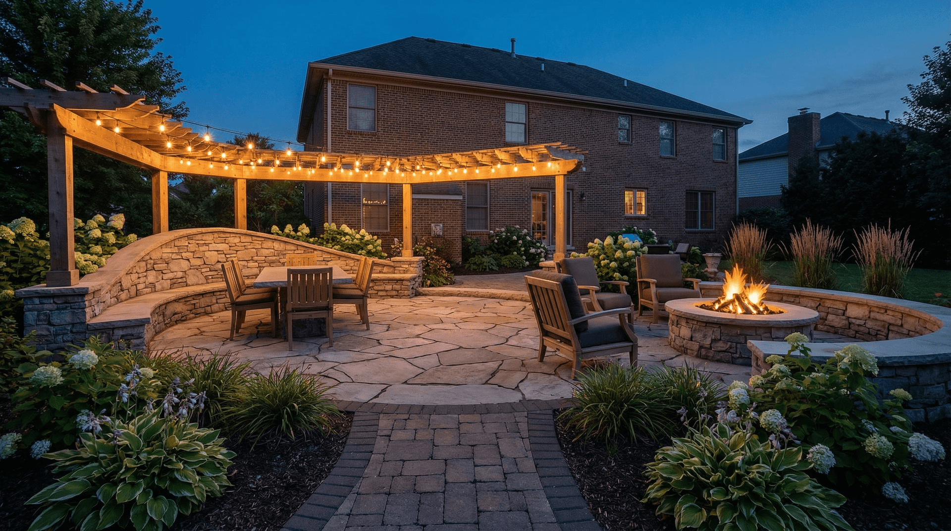 Paver patio and retaining wall construction in Fort Wayne Indiana
