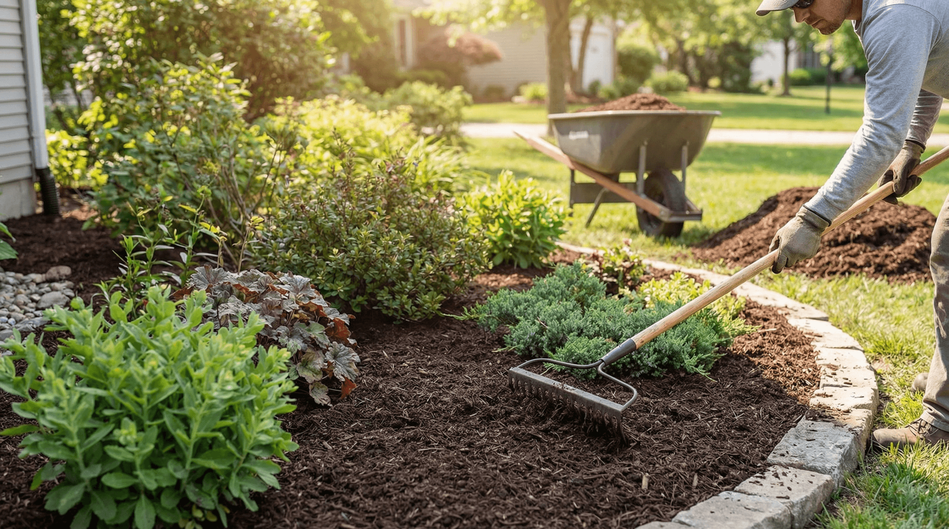 Seasonal mulch refresh service maintaining vibrant landscape beds in Fort Wayne Indiana