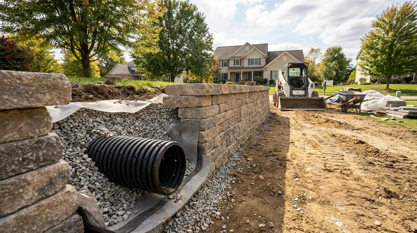 Why Drainage Tile Behind Retaining Walls Matters in Fort Wayne