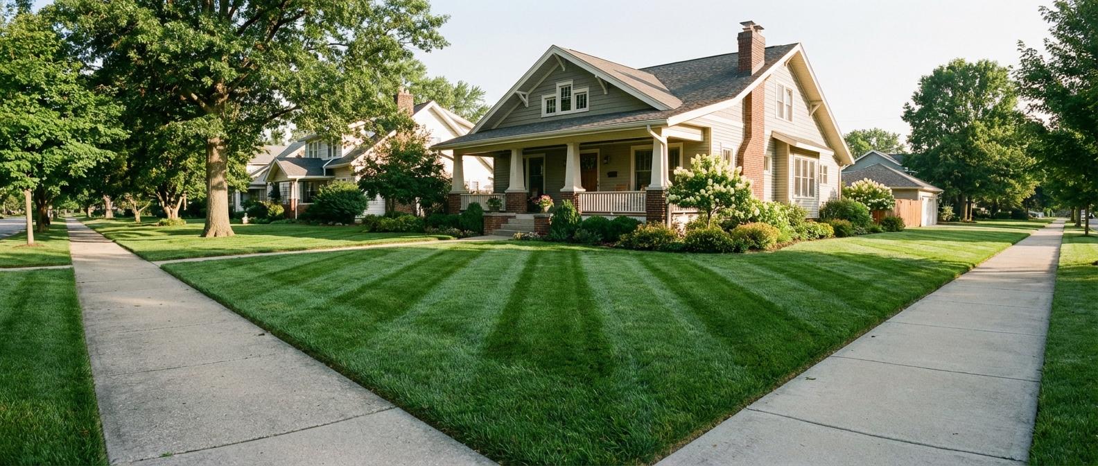 Professional lawn mowing and edging service for residential properties in Fort Wayne Indiana by Minnick Lawn and Landscaping