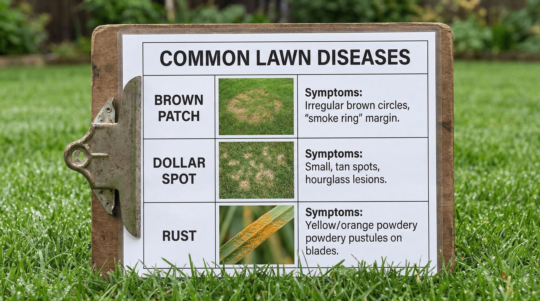 Brown patch lawn disease showing circular discolored patches on residential turf in Fort Wayne Indiana