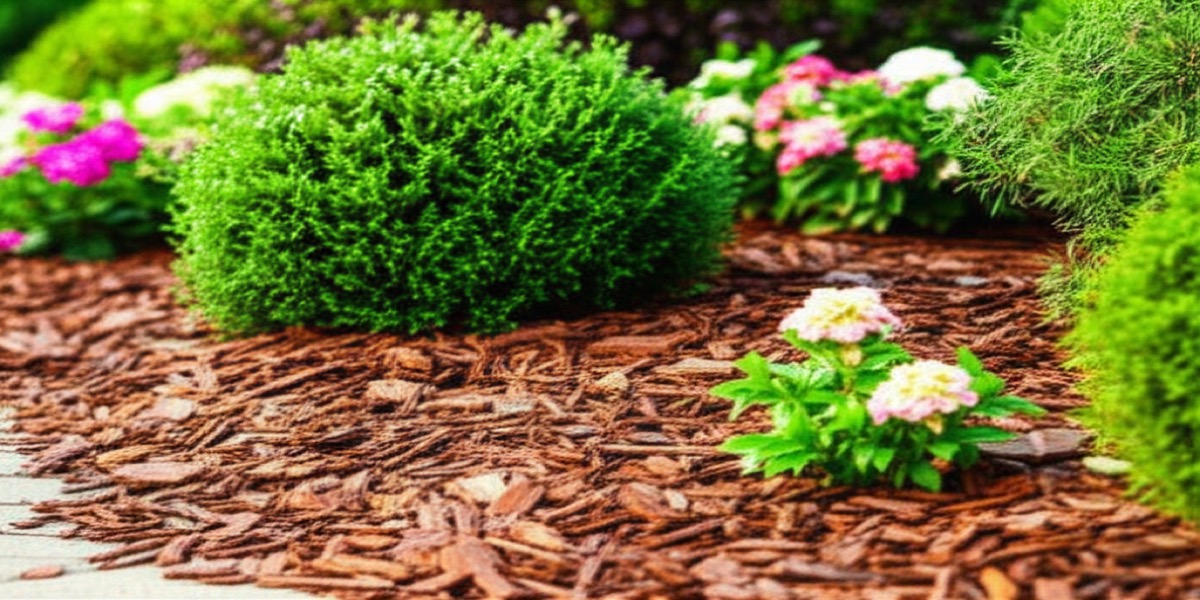 Mulch being spread in Fort Wayne garden bed