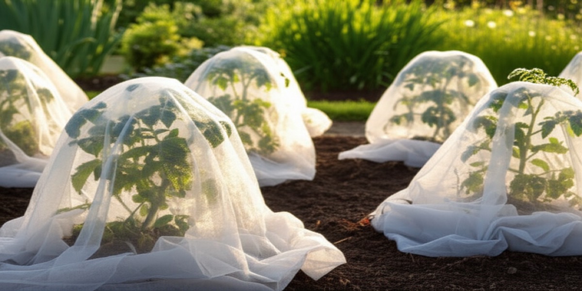 Frost-protected plants covered in Fort Wayne garden