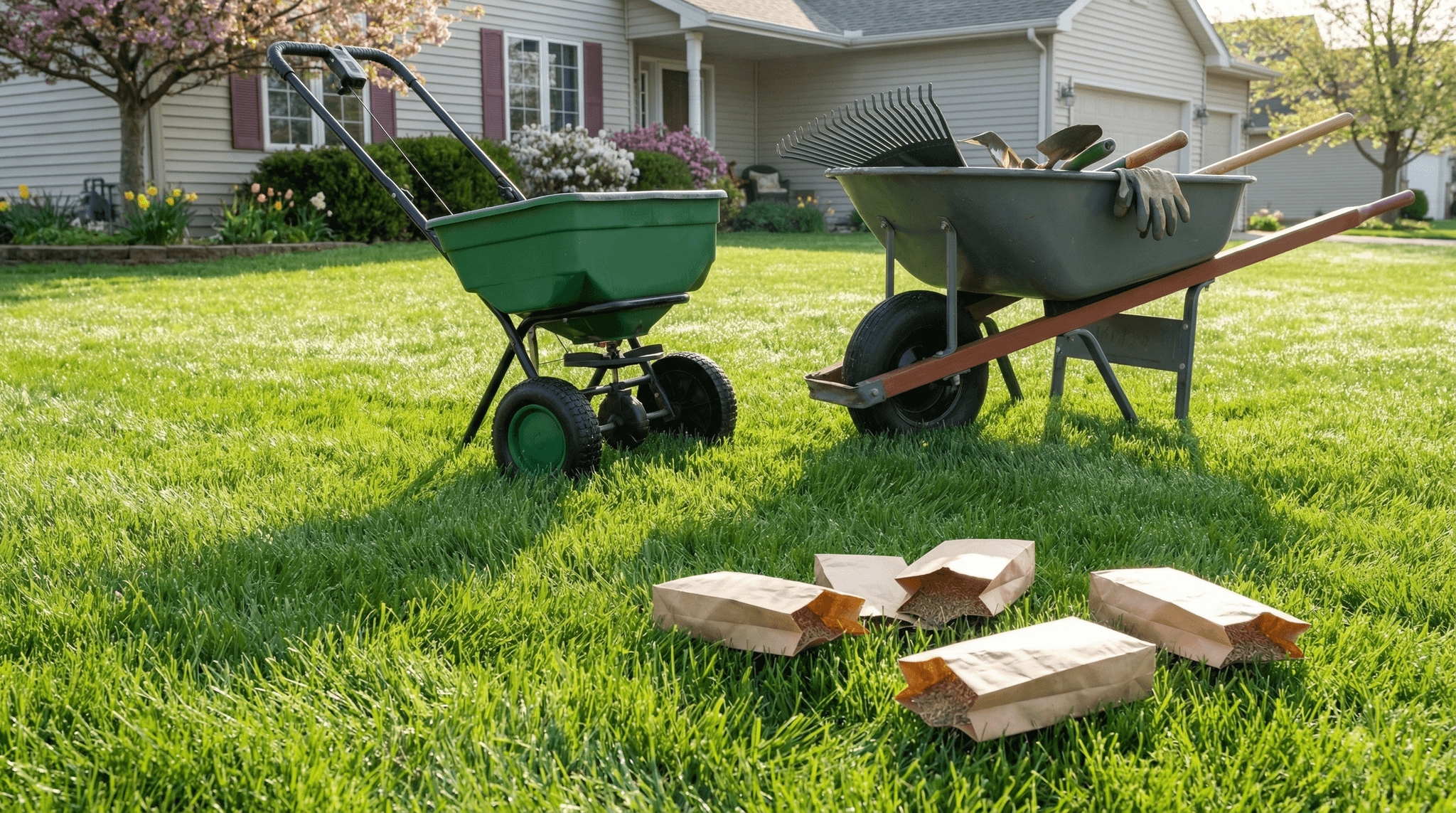 Spring lawn care essentials including mowing, fertilization, and weed prevention in Fort Wayne Indiana