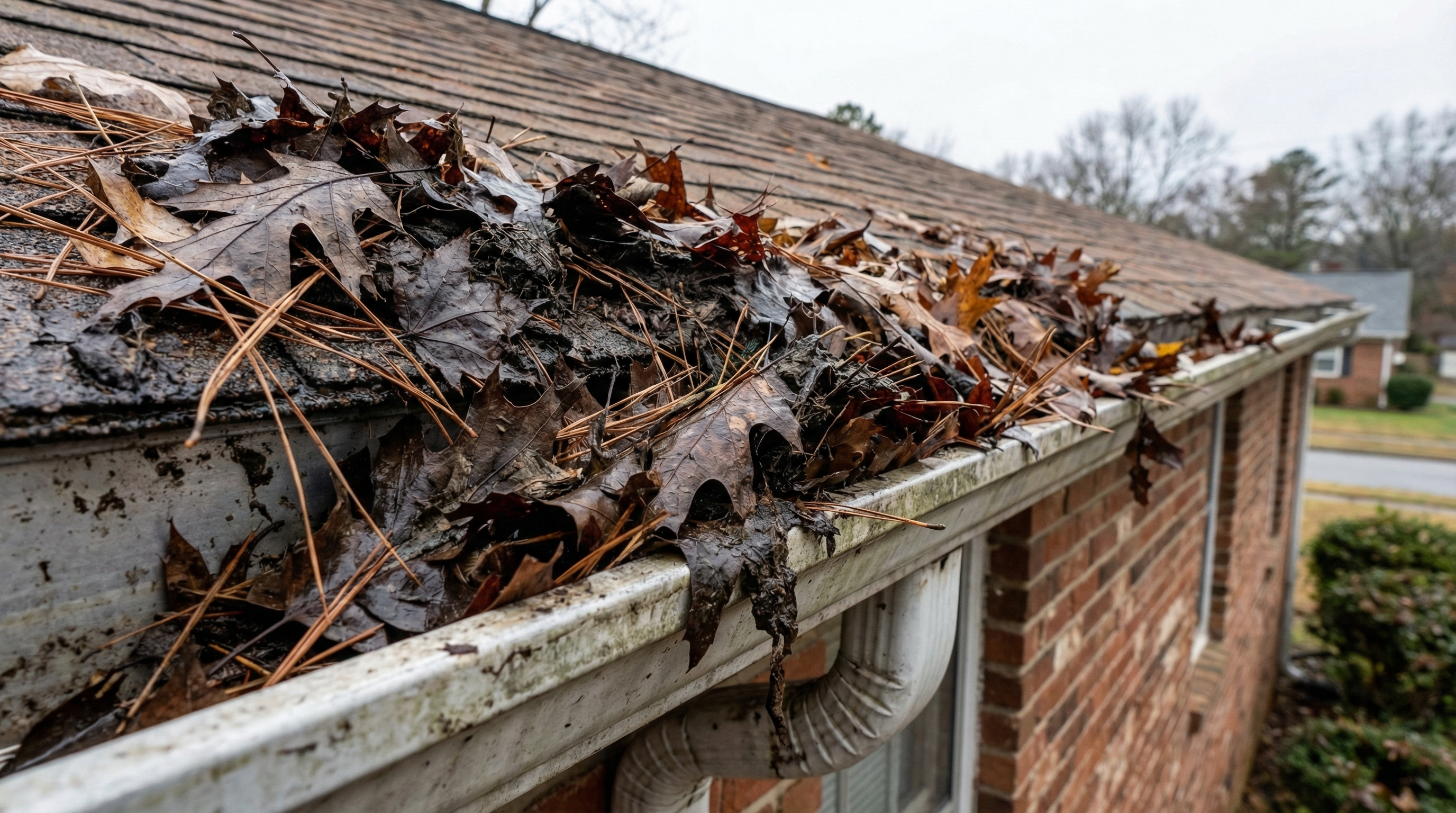 Detailed gutter inspection checking for leaks and damage on a Fort Wayne home