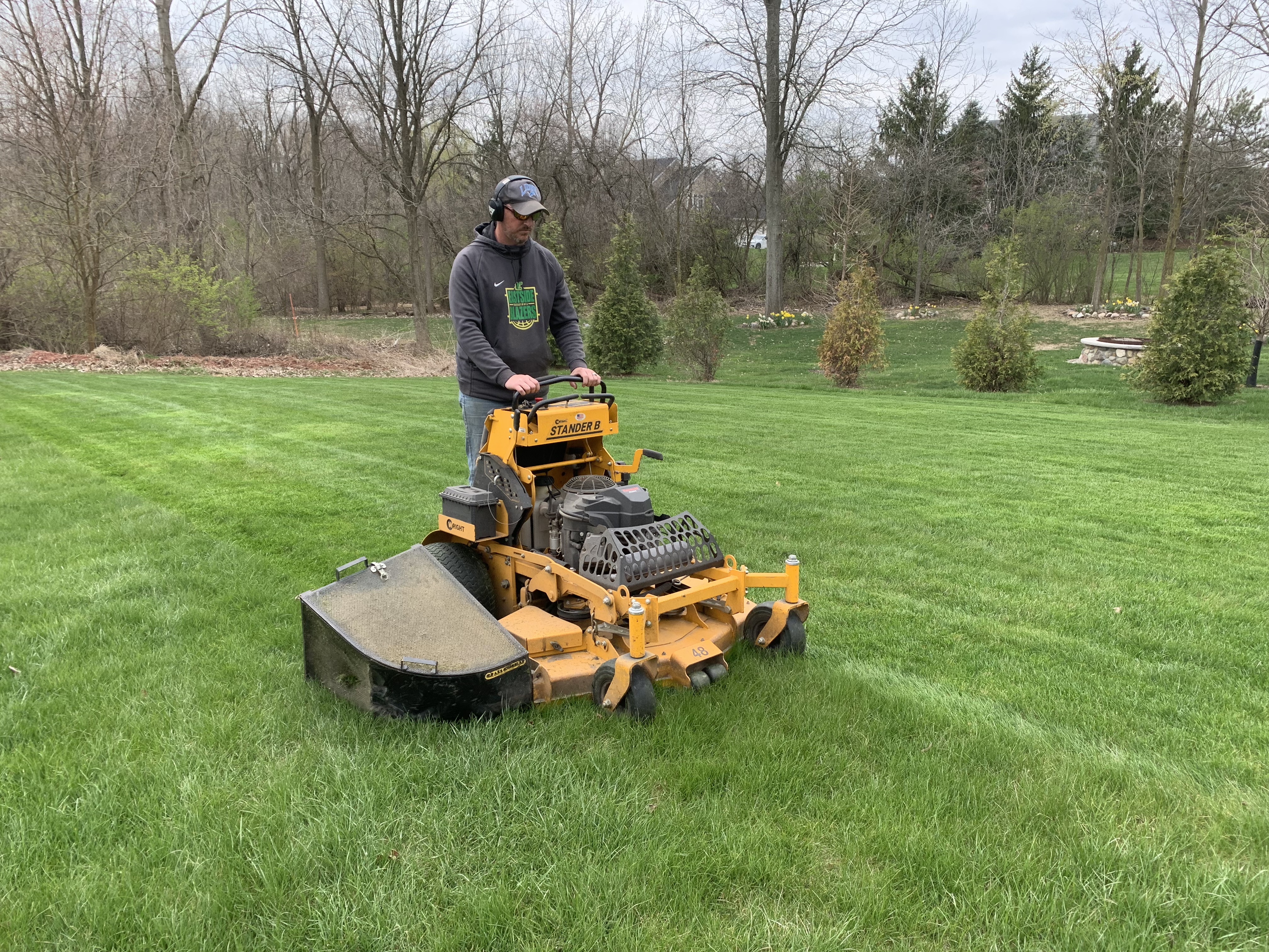 Lawn care in progress